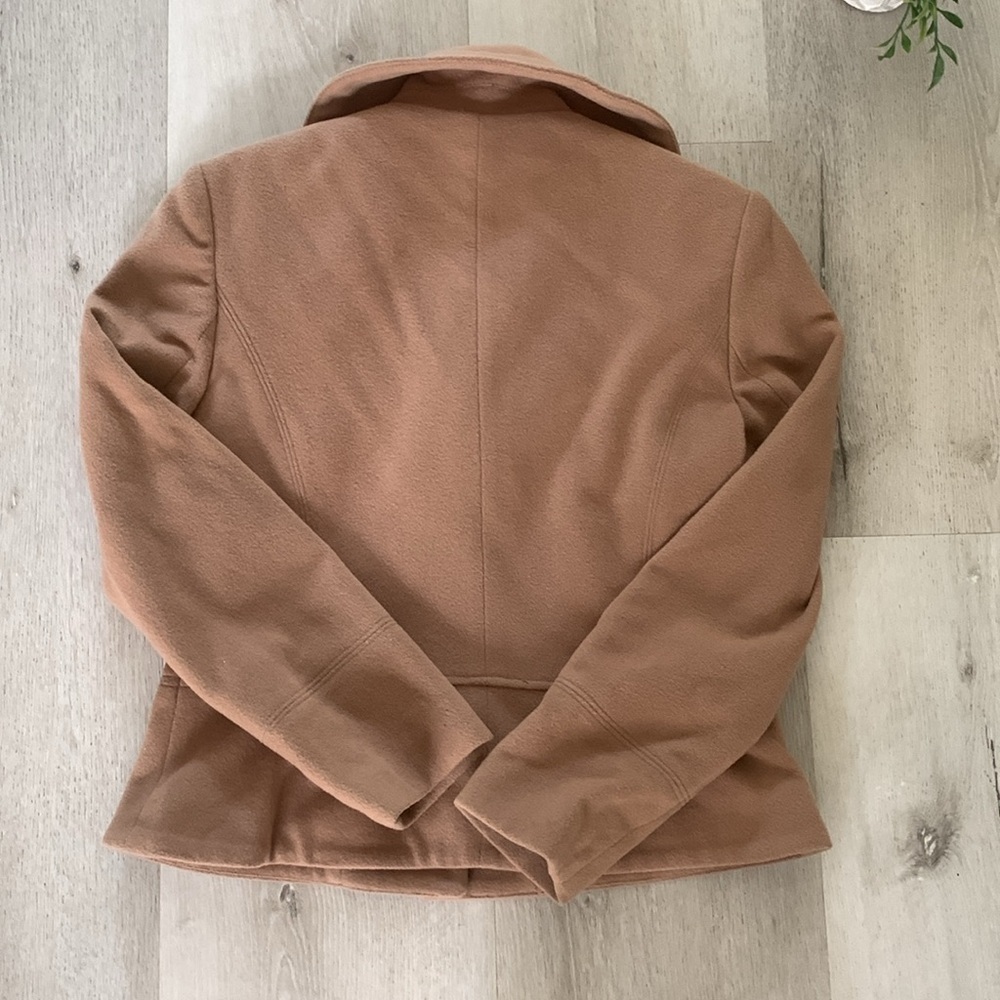 Harvé Bernard Brown Cream Petite‎ Wool cashmere Jacket size 8P - Picture 8 of 9